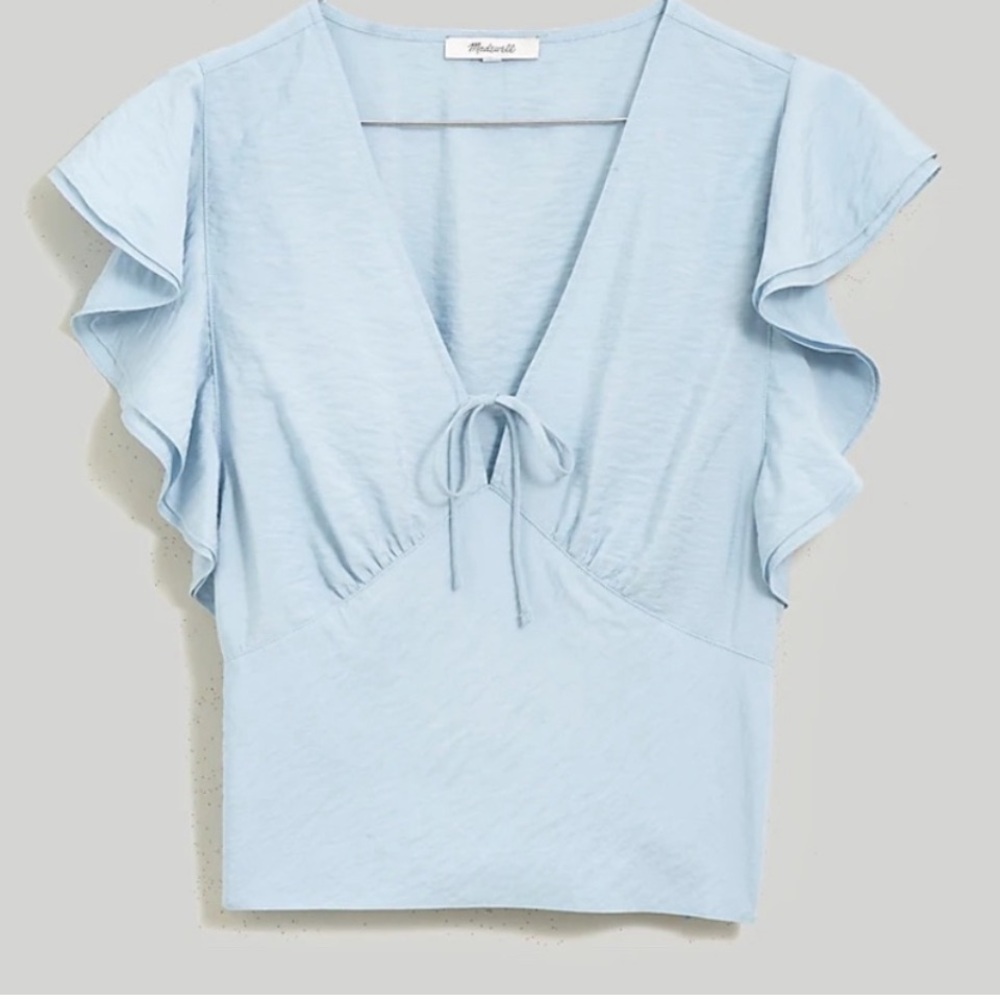 Madewell Light Blue Ruffle Sleeve Blouse